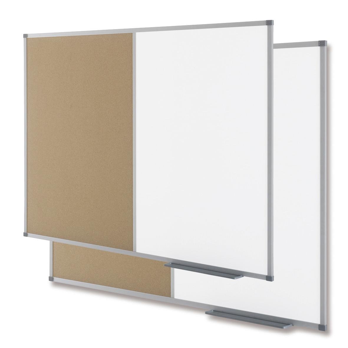 Kombinerad whiteboard och korktavla från AllOffice, väggmonterad, i vitt och beige färg