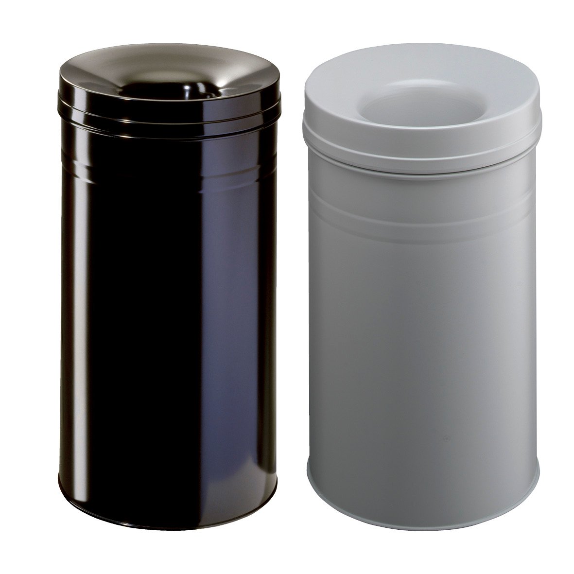 Svart och grå metallavfallstunna med lock, 30 liter, hållbar och säker