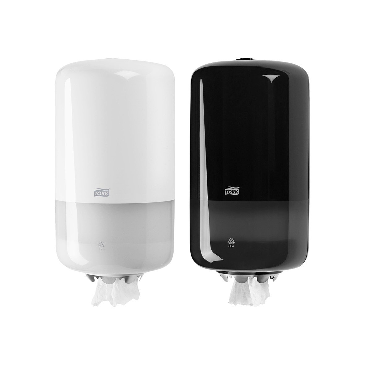 Dispenser för Torkrulle Tork M1 centrummatad i vitt och svart
