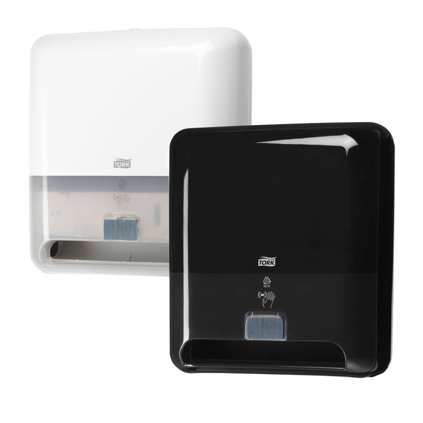 Automatisk pappershanddukdispenser för handtork på rulle, svart och vit