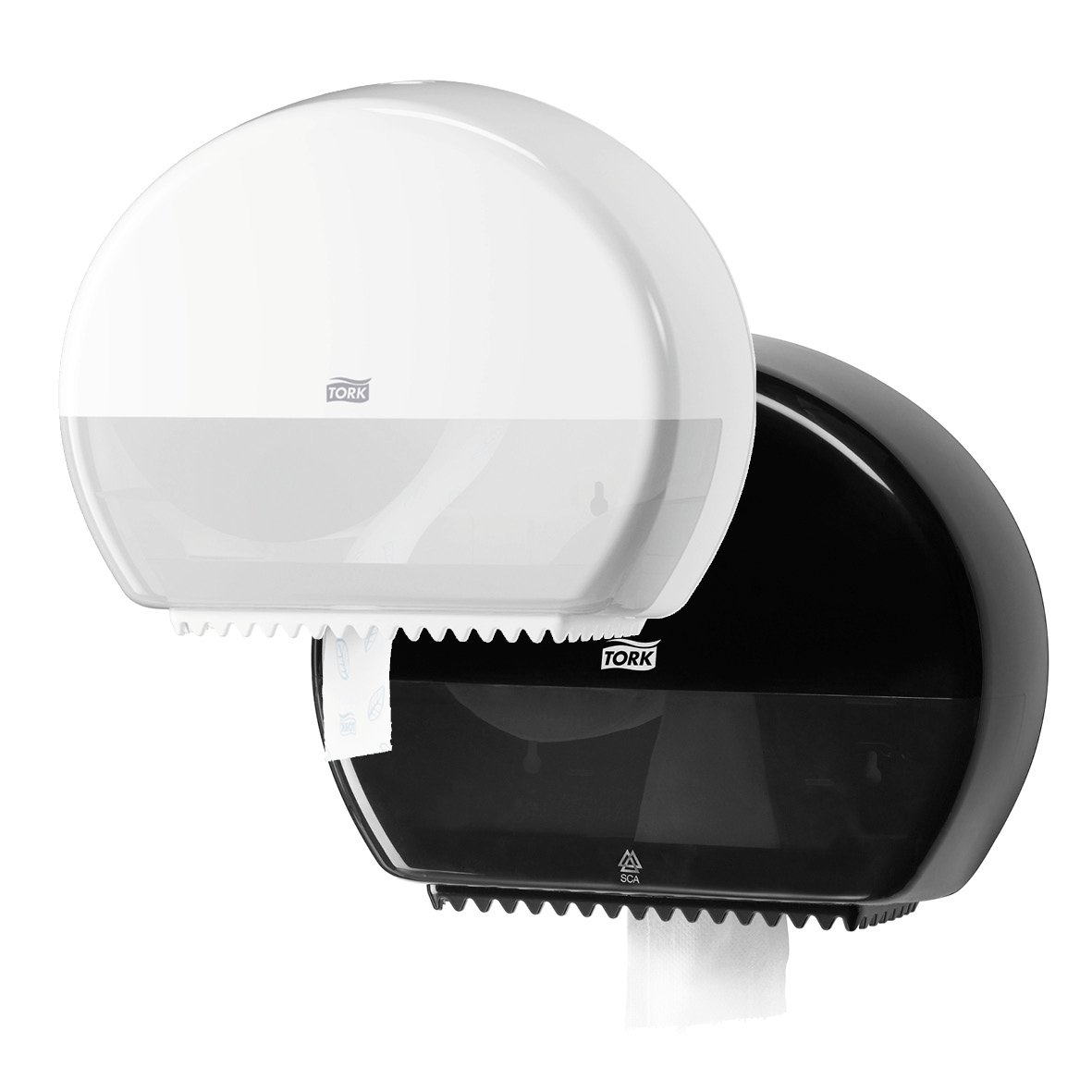 Dispenser för toalettpapper Tork T2 Mini Jumbo i vitt och svart