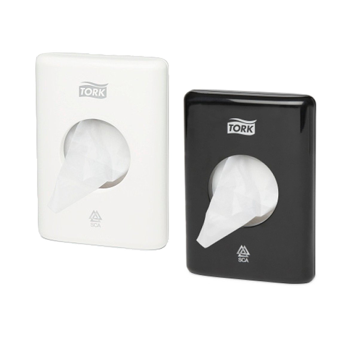 Sanitetspåshållare Tork B5 dispenser i vitt och svart