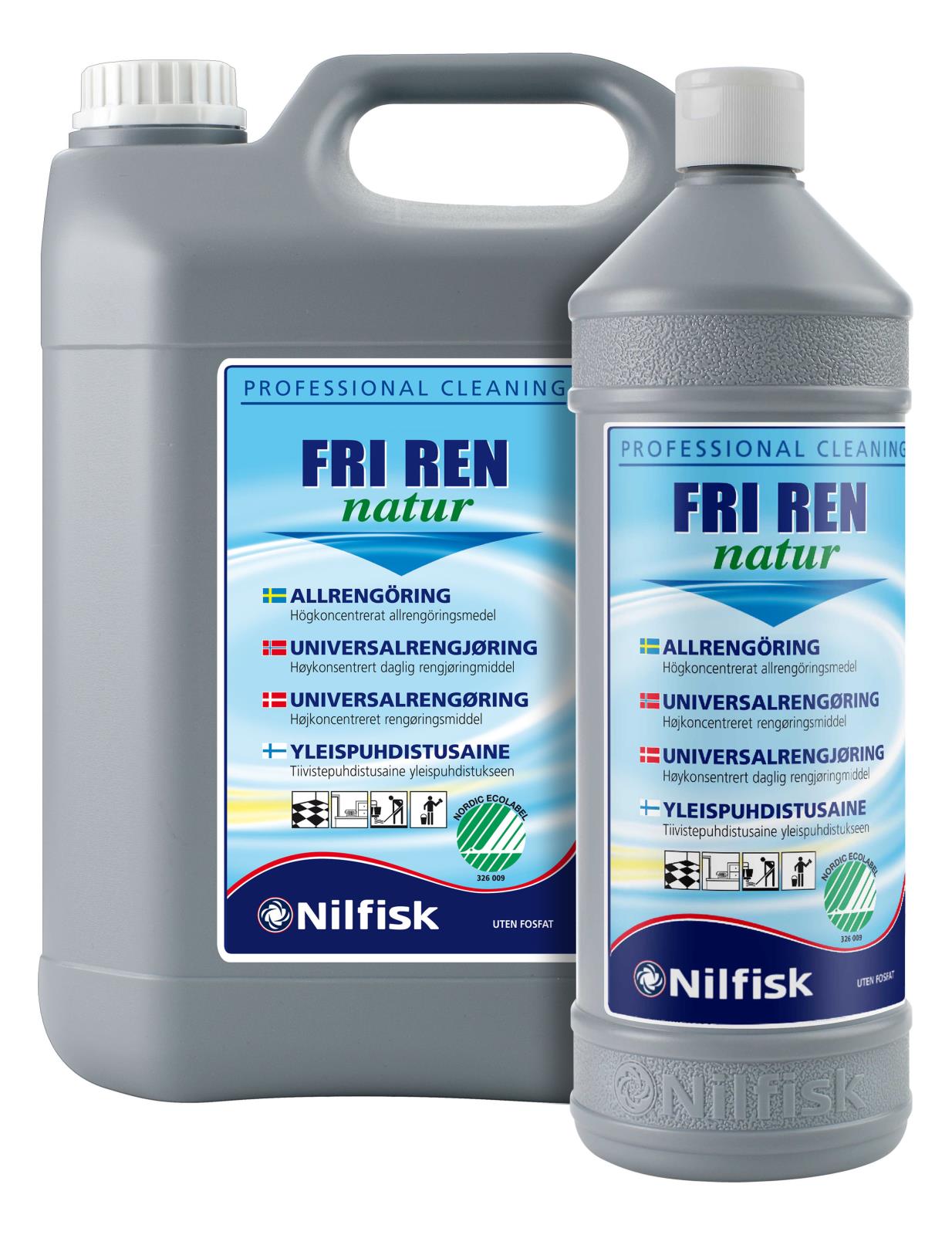Allrent Nordex Fri Ren natur rengöringsmedel 1L, stor och liten flaska