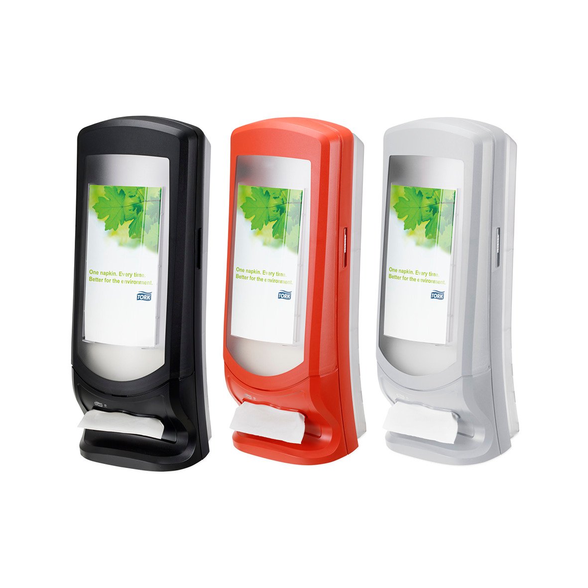 Servettdispenser Tork Xpressnap N4 stående i svart, rött och vitt