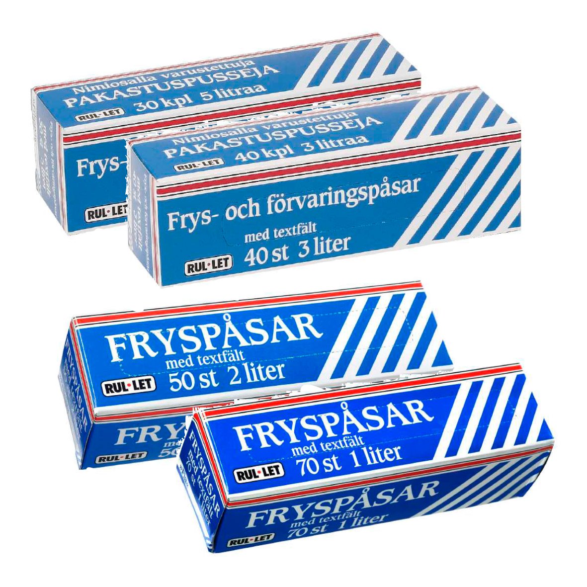 Fryspåsar i LDPE 20my, transparent, olika storlekar, för frysförvaring