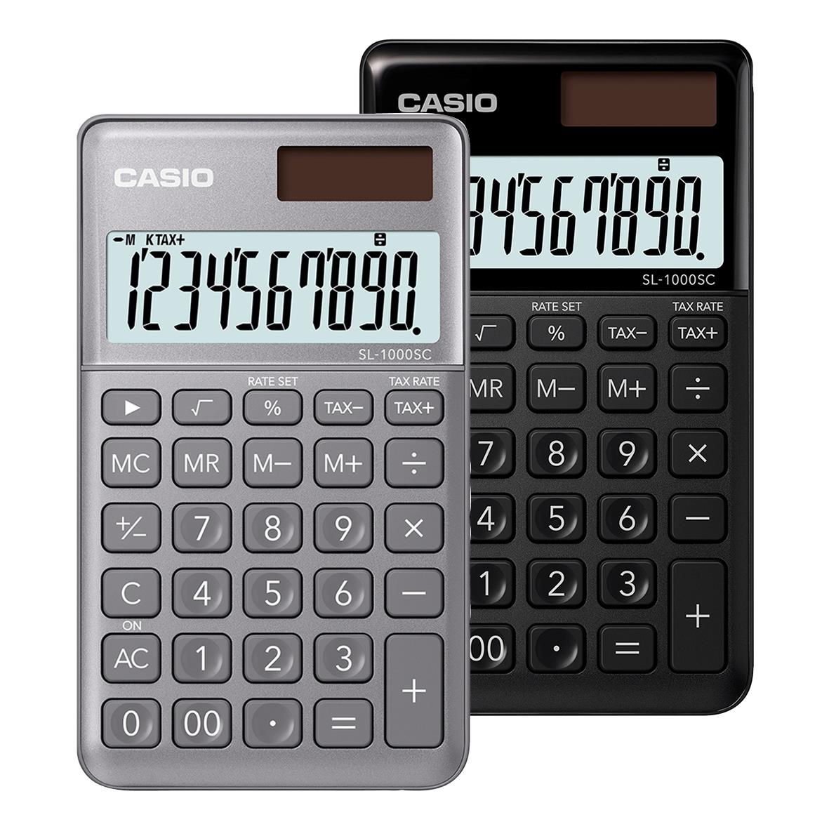 Svart Casio SL-1000SC miniräknare med stor display och knappar