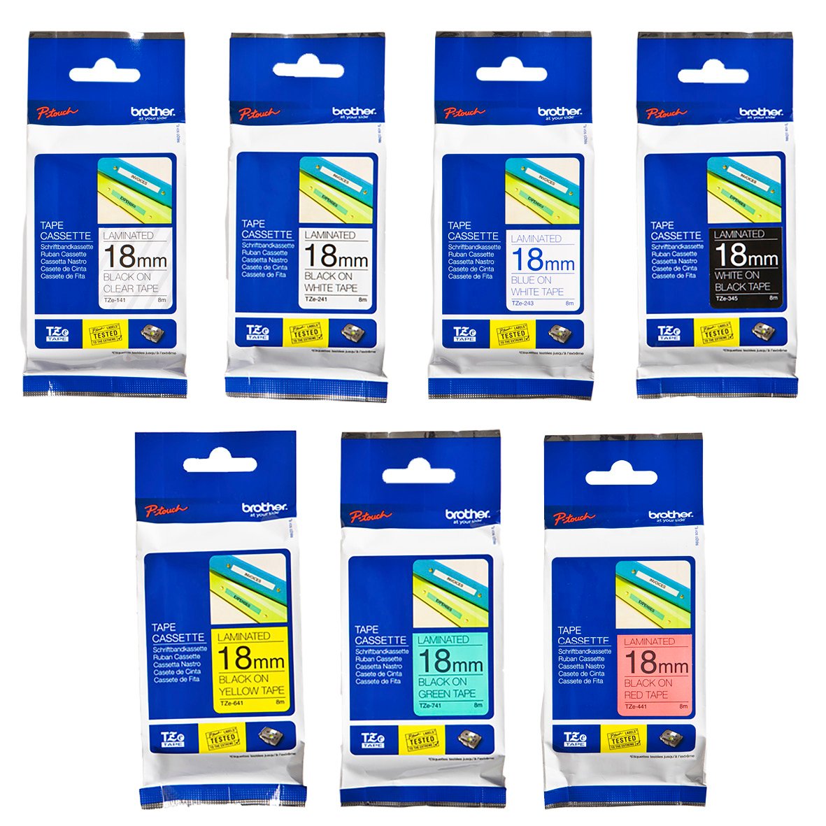 Märkband Brother 18mm i olika färger, för märkning och organisering