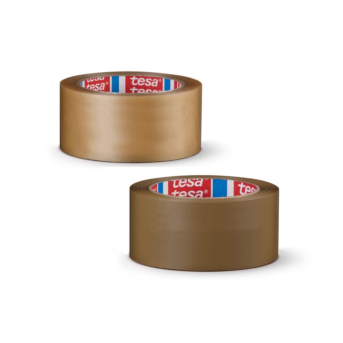 Två bruna packtejp Tesa 4124 Premium PVC 38mm x 66m