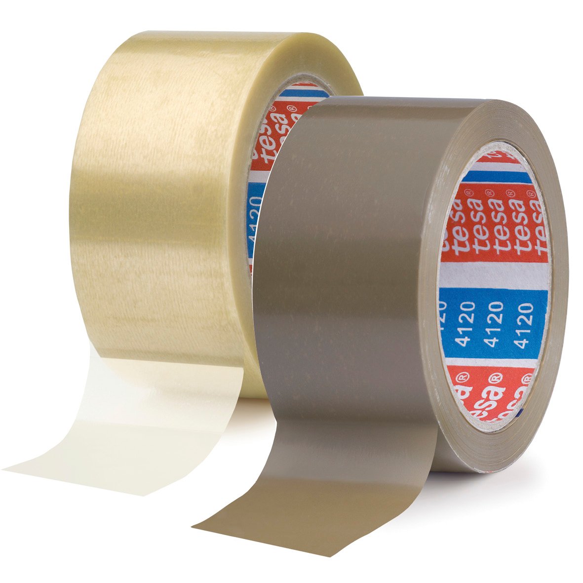 " rullar packtejp Tesa 4120 Professional PVC, 50mm bred, 66m lång, i beige och grå färg"