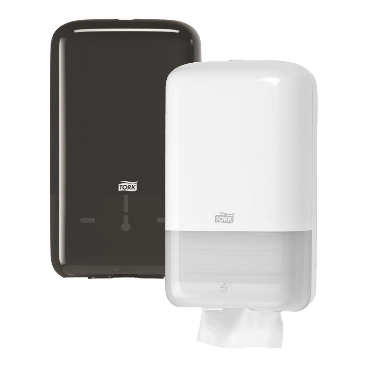 Dispenser för toalettpapper Tork T3 i svart och vitt