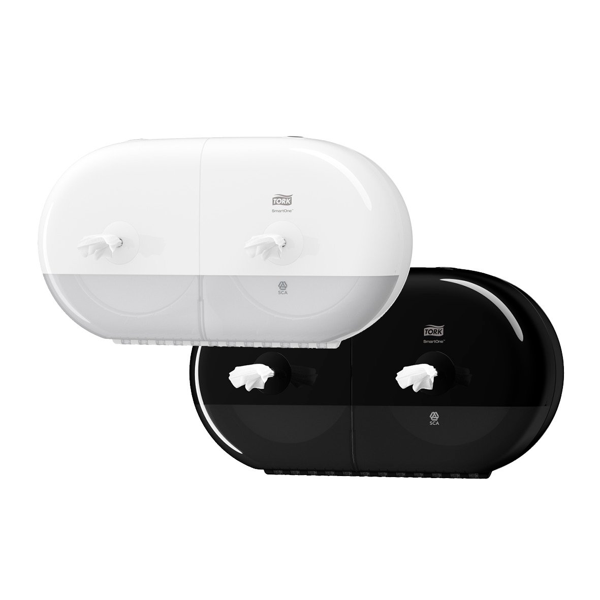 Dispenser för toalettpapper Tork T9 SmartOne Mini Twin i vitt och svart