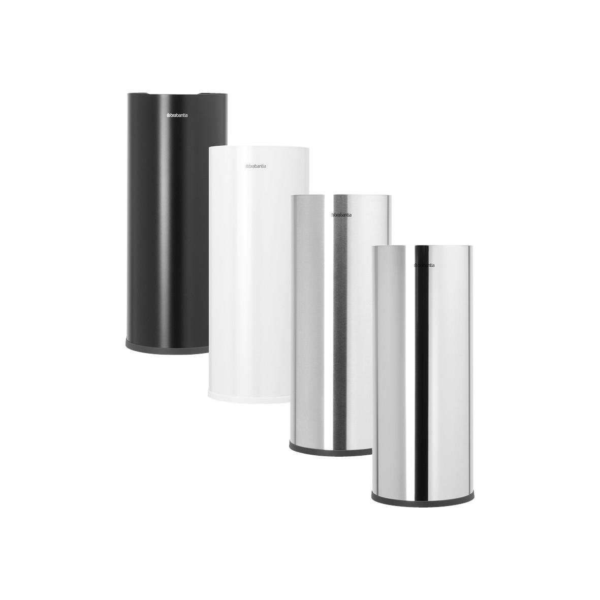 Toalettpappershållare Brabantia ReNew i svart, vitt och krom, modern design