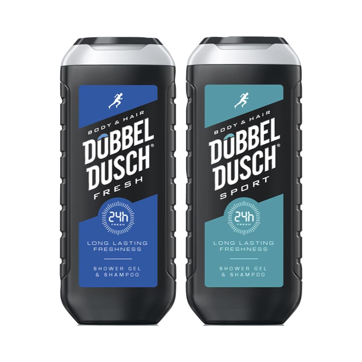 Dubbeldusch schampo och duschgel för män, 250ml, två flaskor med olika dofter