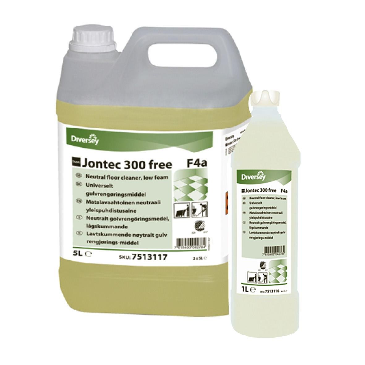 Diversey Taski Jontec 300 Free golvrengöringsmedel i 5L och 1L-flaskor