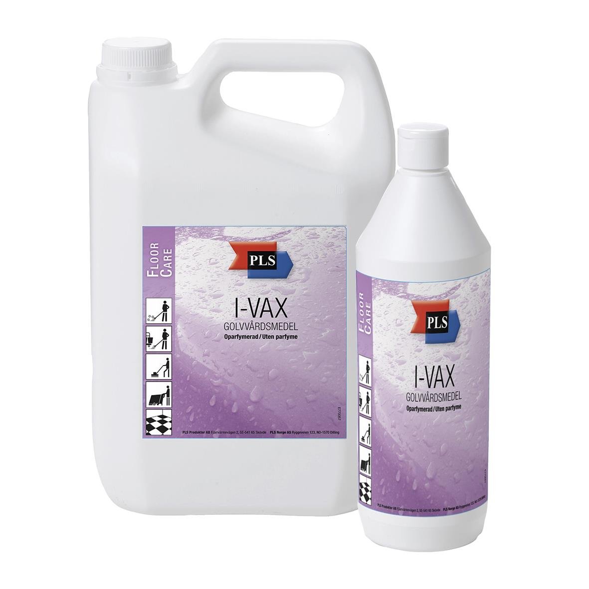 Golvvård PLS I-Vax oparfymerad i stor och liten flaska