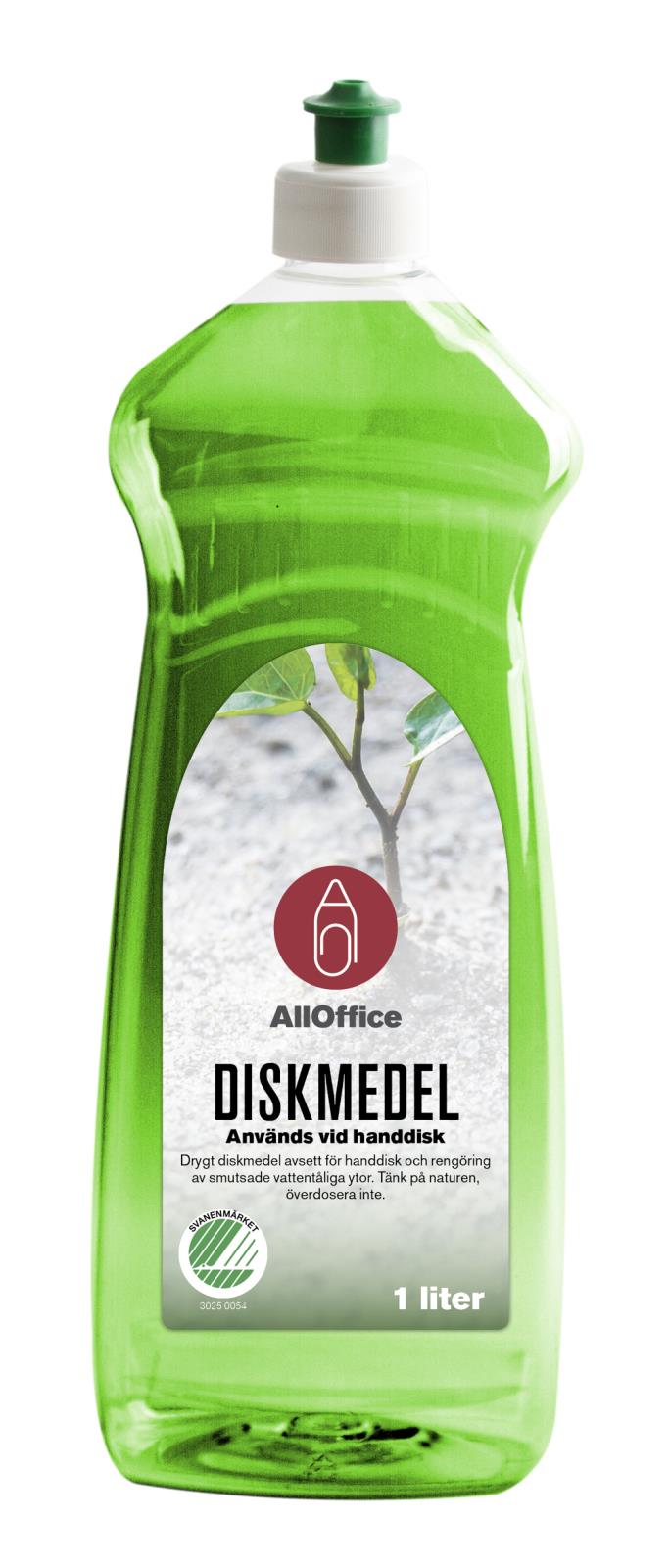 Grönt flytande handdiskmedel i plastflaska med pump, 1 liter, för handdisk och rengöring