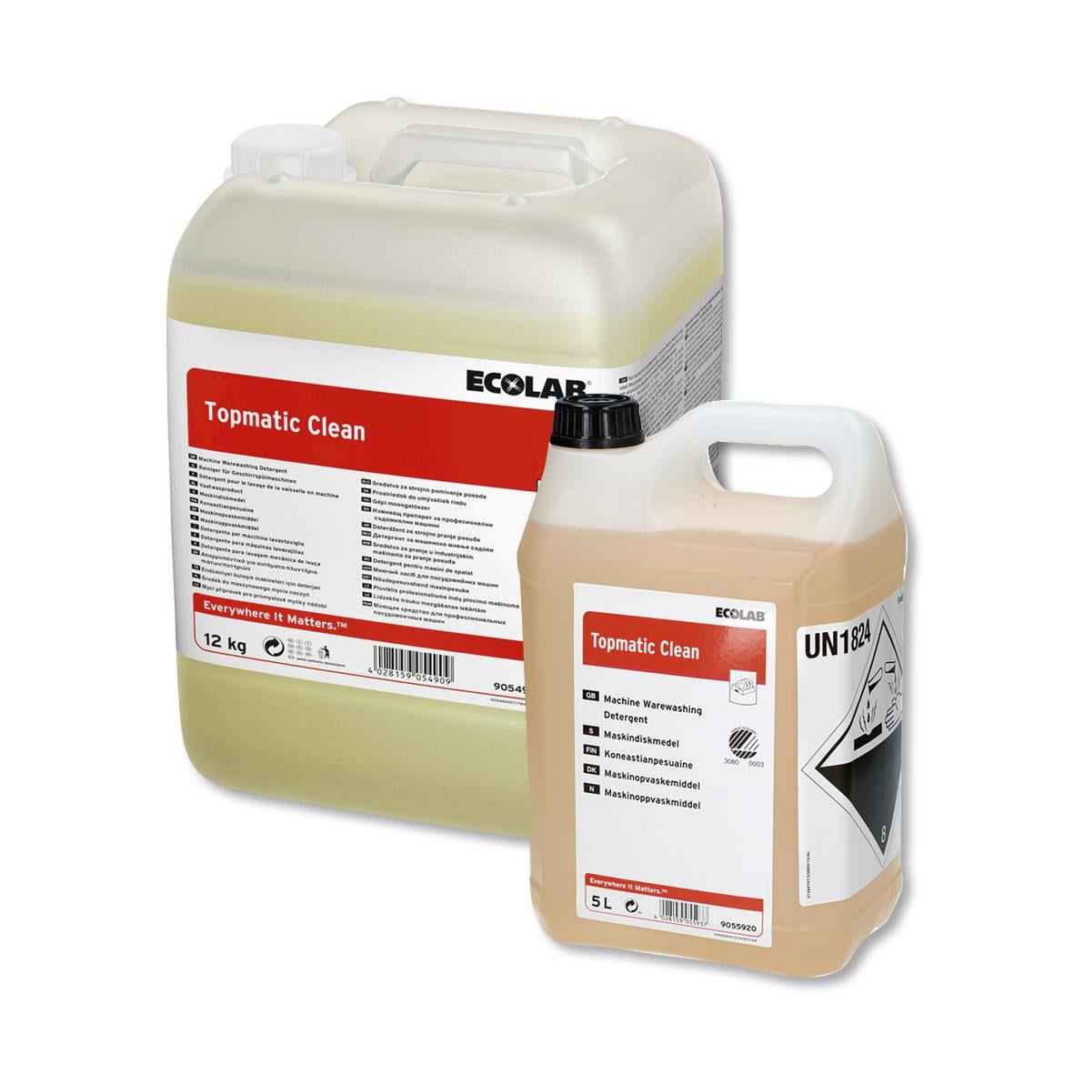 Ecolab Topmatic Clean maskindiskmedel i stor och liten behållare