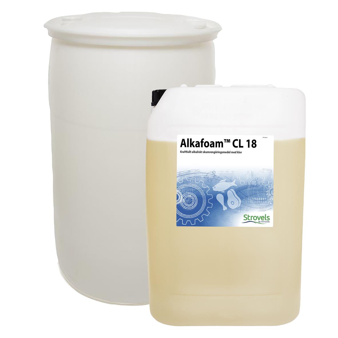 Stor dunk med Alkafoam Klor CL 18 maskindiskrengöring för professionellt bruk