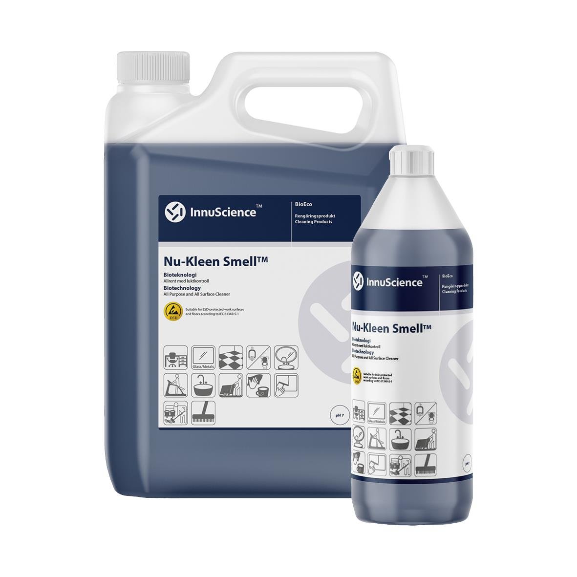 Sanitetsrent Innu-Science Nu-Kleen Smell parfymerad i stor och liten flaska