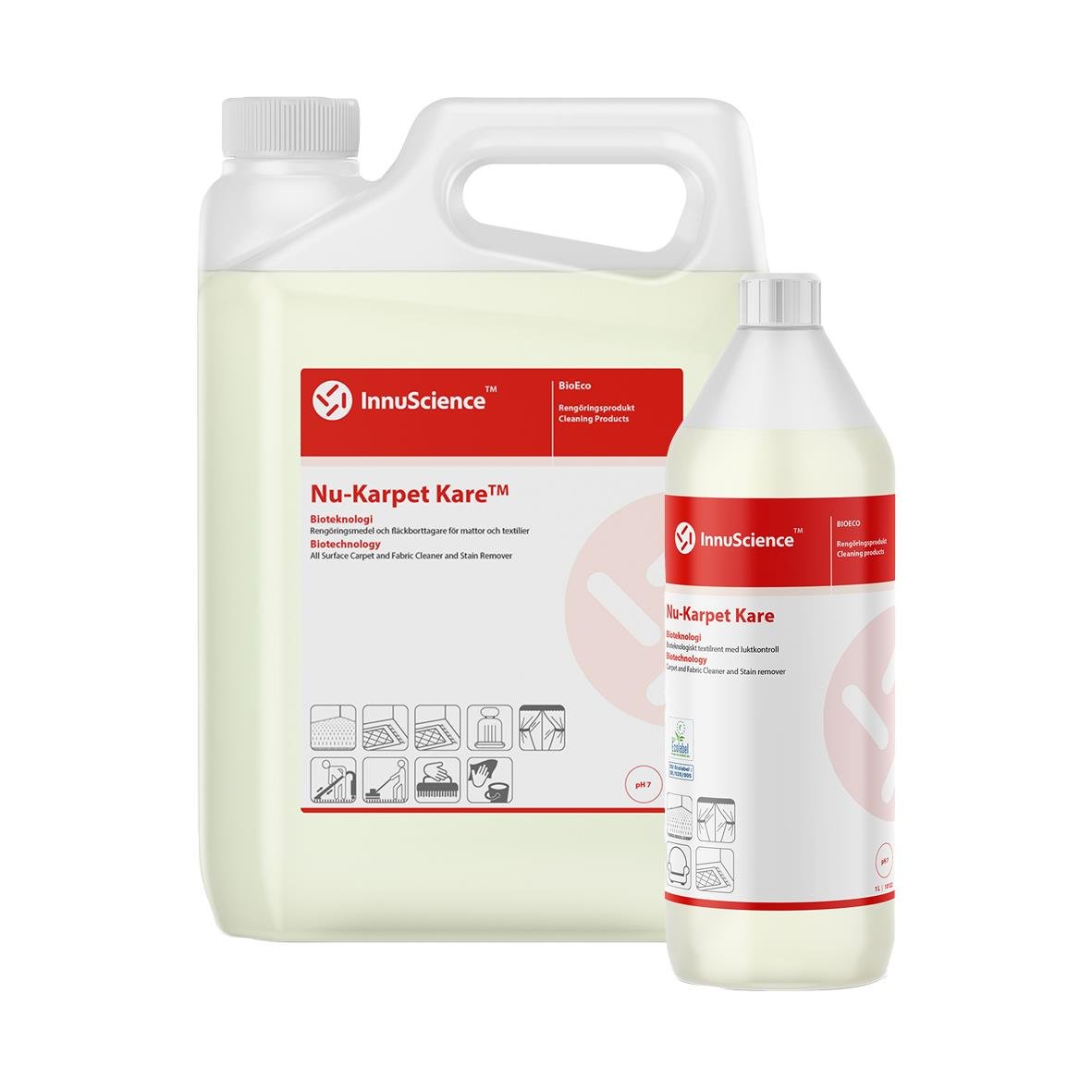 Tvättmedel för mattrengöring från Innu-Science Nu-Karpet Kare i två flaskor