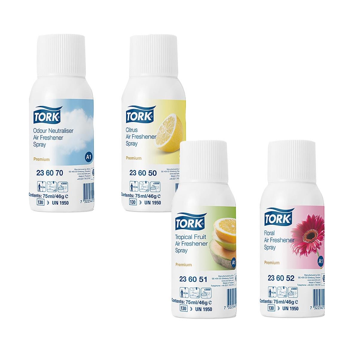 Tork luftfräschare i olika dofter, sprayflaskor