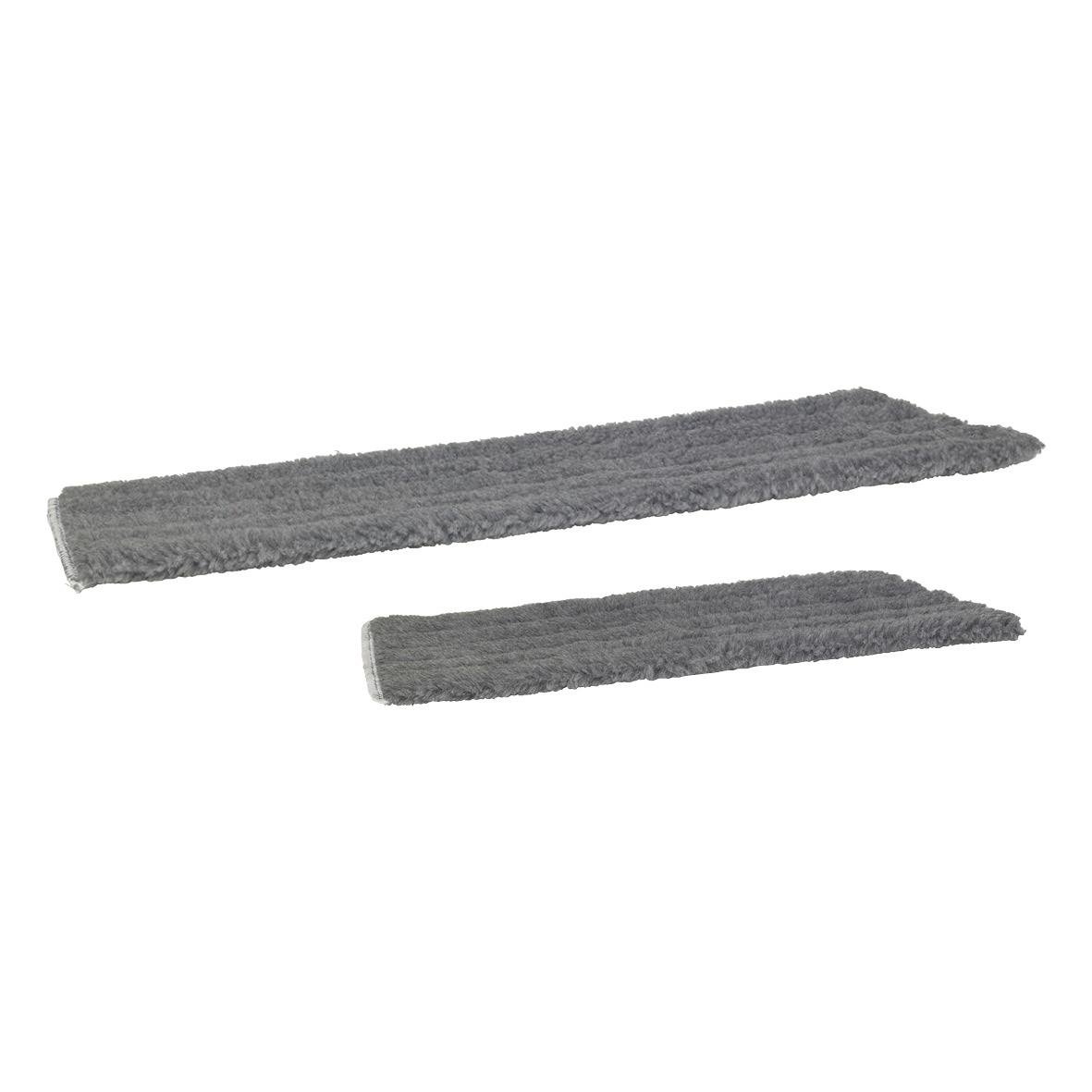 Två gråa torrmopp-vikanar av olika storlekar