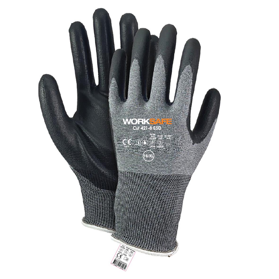 Skärskyddshandske Worksafe 421-B Cut med svart och grå design