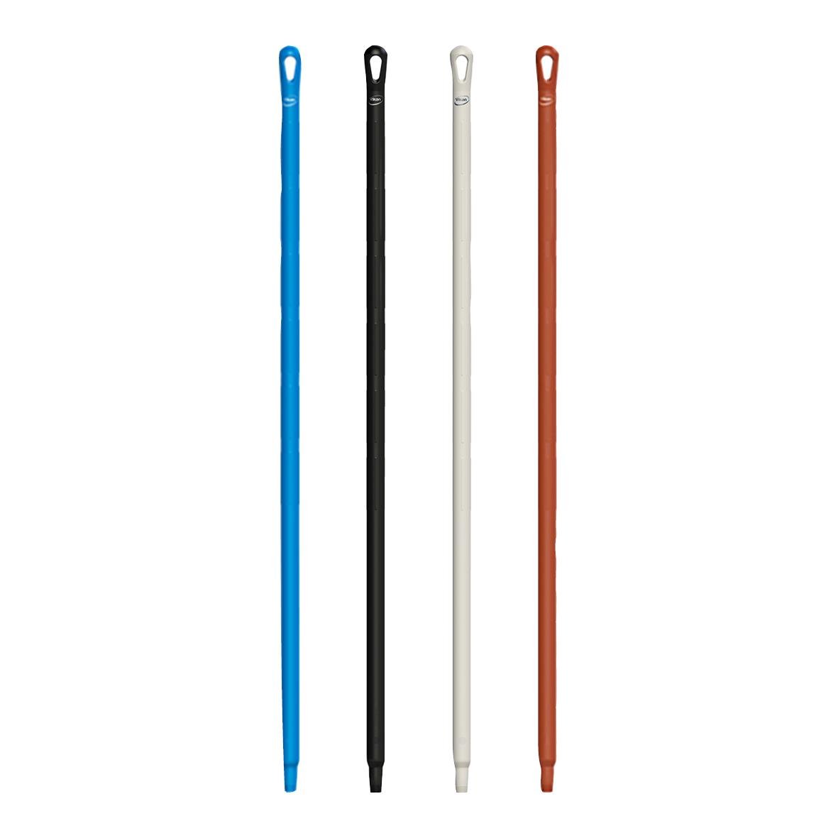Fyra långa skaft i olika färger: blå, svart, vit och röd, 1300mm, ultrahygieniska