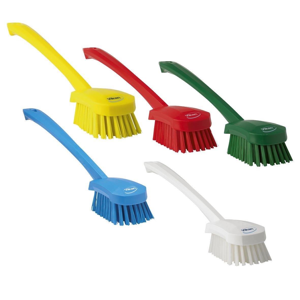 Handborste med långt skaft i olika färger, hård borstning, 415mm