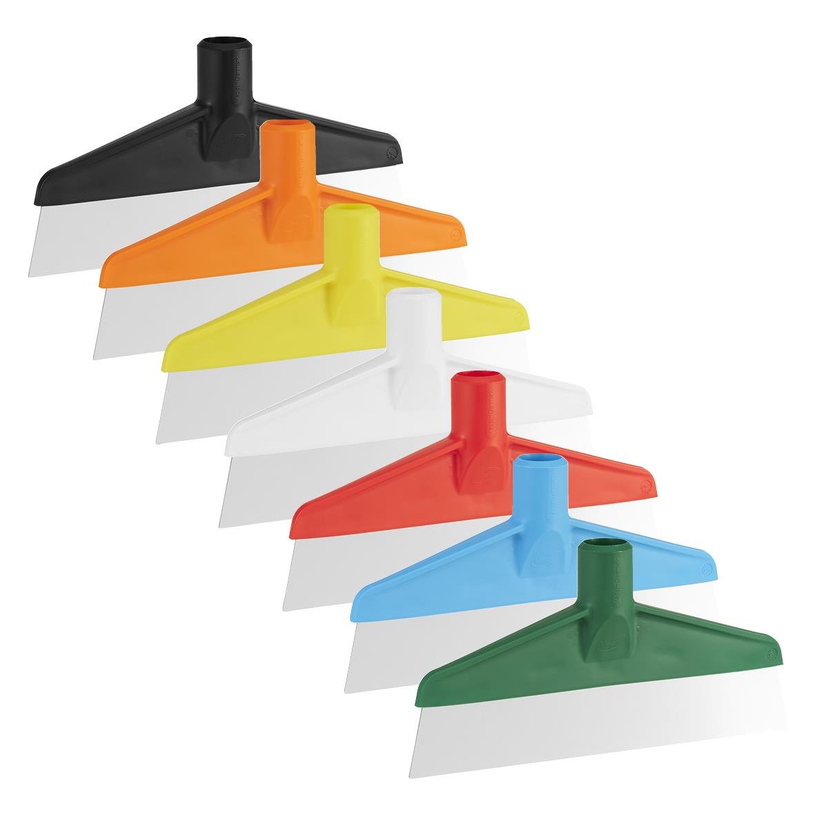 Flera färgade golv- och bordskrapor från Vikan med 245mm blad