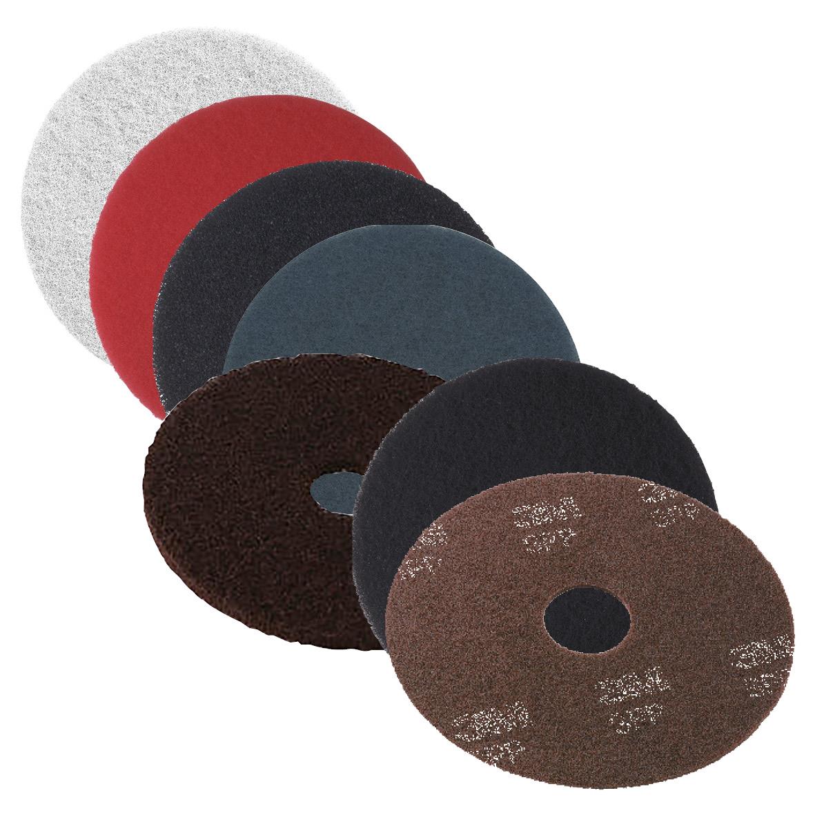 Skurrondell Scotch-Brite Premium 16 tum (406 mm) skivor i olika färger och material för rengöring