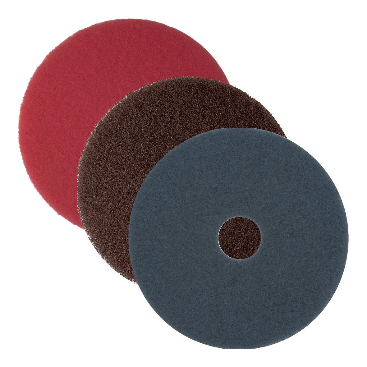 Tre skurborstar i olika färger och storlekar för rengöring, 11 tum/280 mm