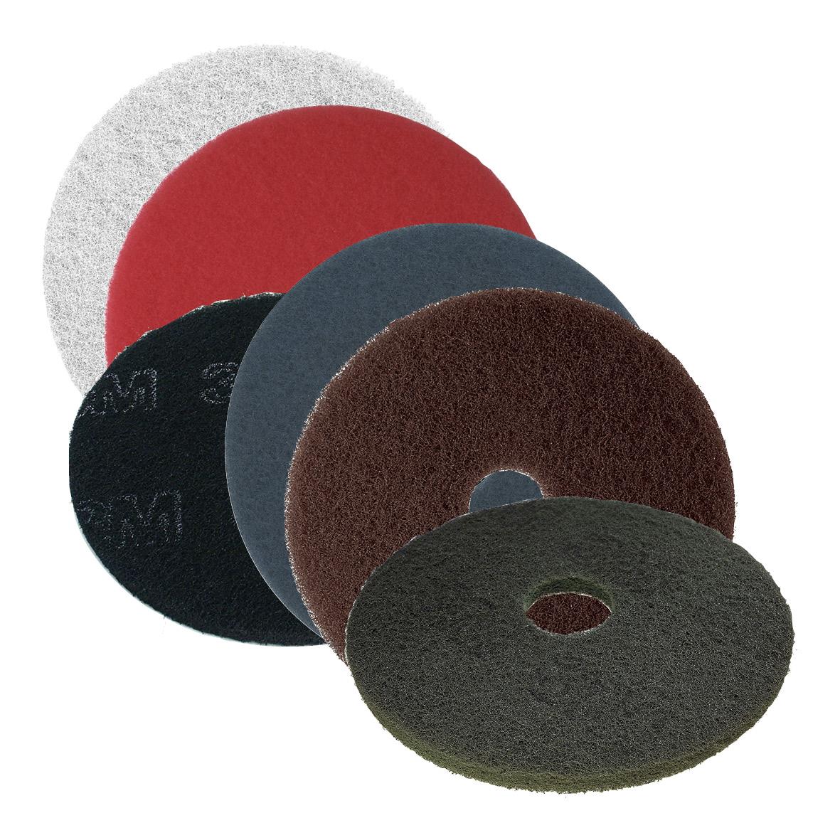 Skurrondell Scotch-Brite Premium 20 tum, olika färgade polerskivor för rengöring och polering