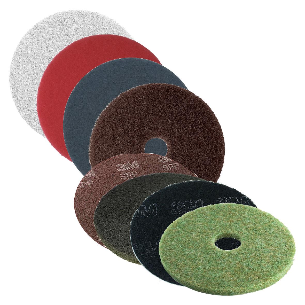 Skurrondell Scotch-Brite Premium 17 tum/432 mm olika färgade polerskivor