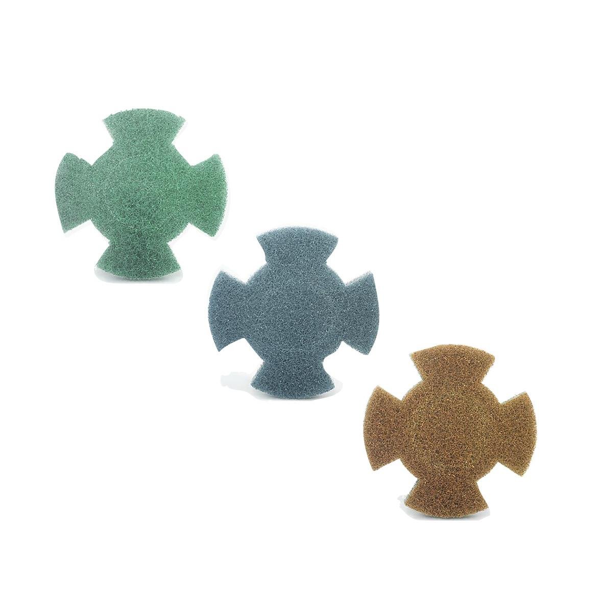 Tre skurborstar i olika färger för Skurrondell I-Mop XL Twister