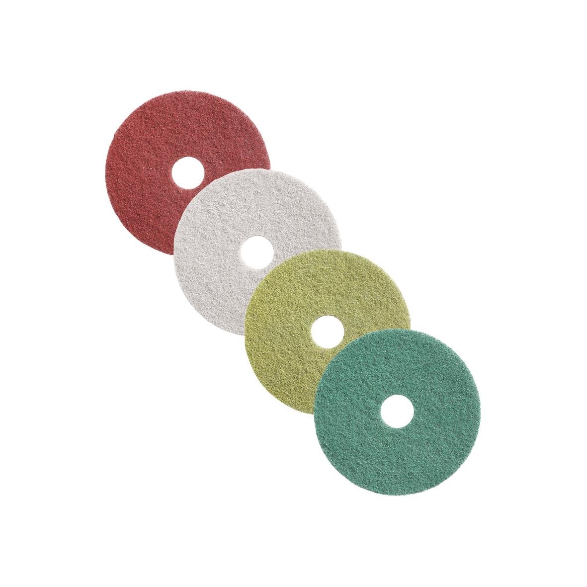 Skurrondell Twister Diamant 10 tum, fyra färgade slipkuddar för slipning och polering