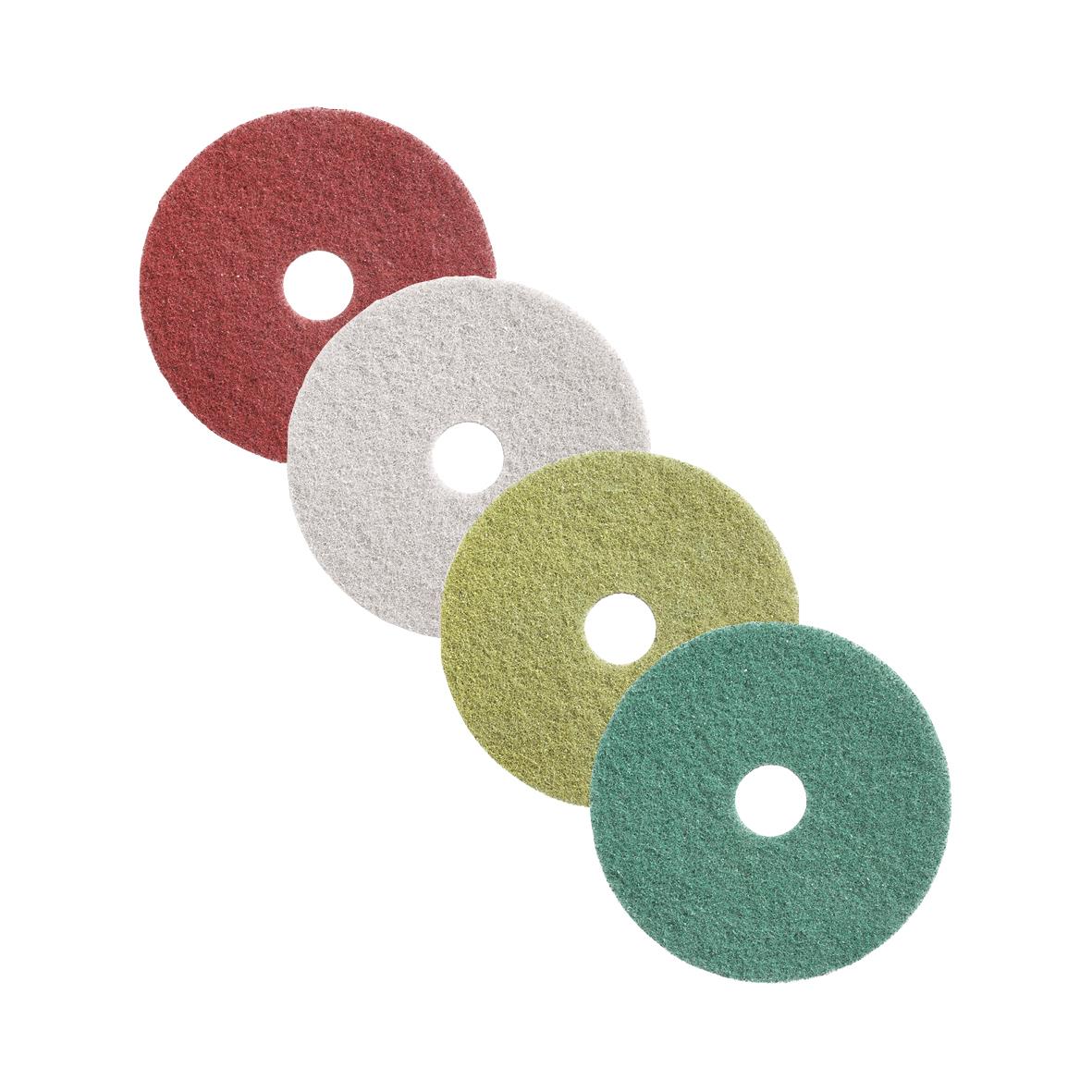 Skurrondell Twister Diamant 16 tum, fyra färgade slipdukar i rött, vitt, grönt och blått