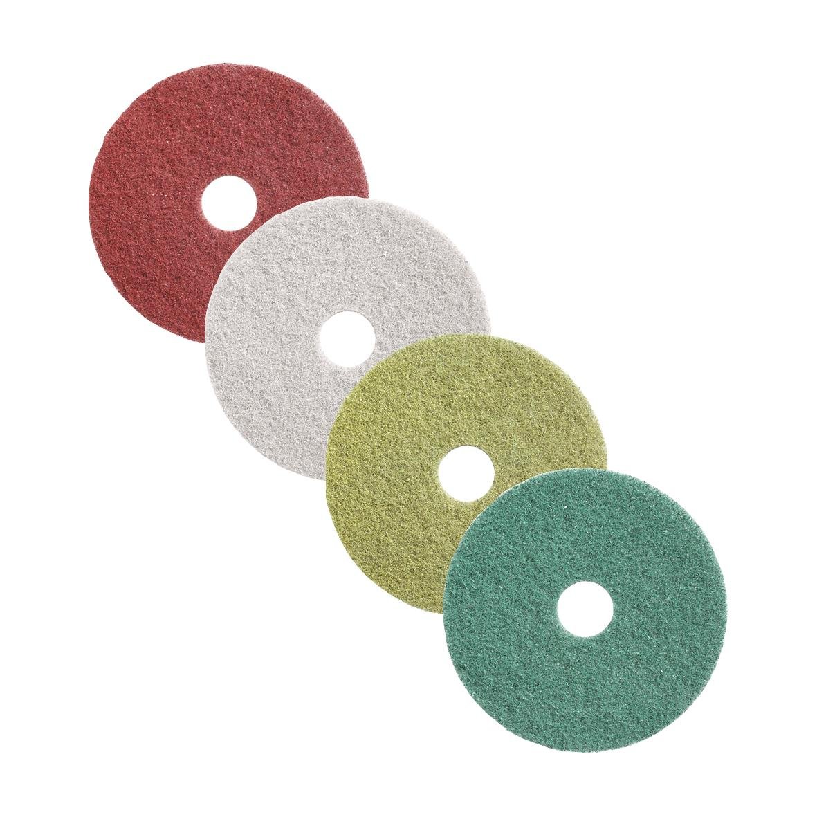 Fyra skurborstar i rött vitt grönt och blått, diam 18 tum/460 mm