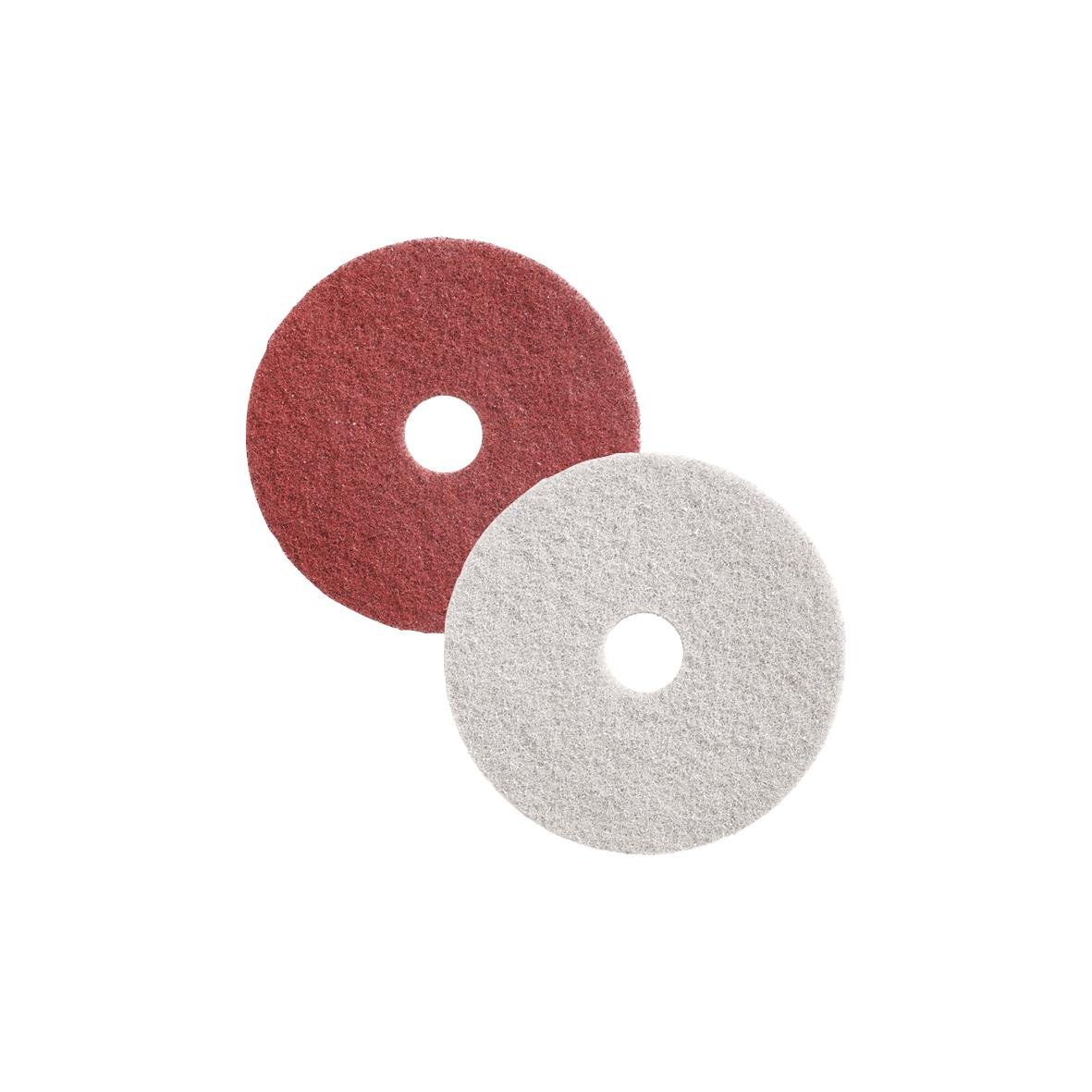 Två skurrondell diamantskivor, röd och vit, diameter 24 tum/610 mm