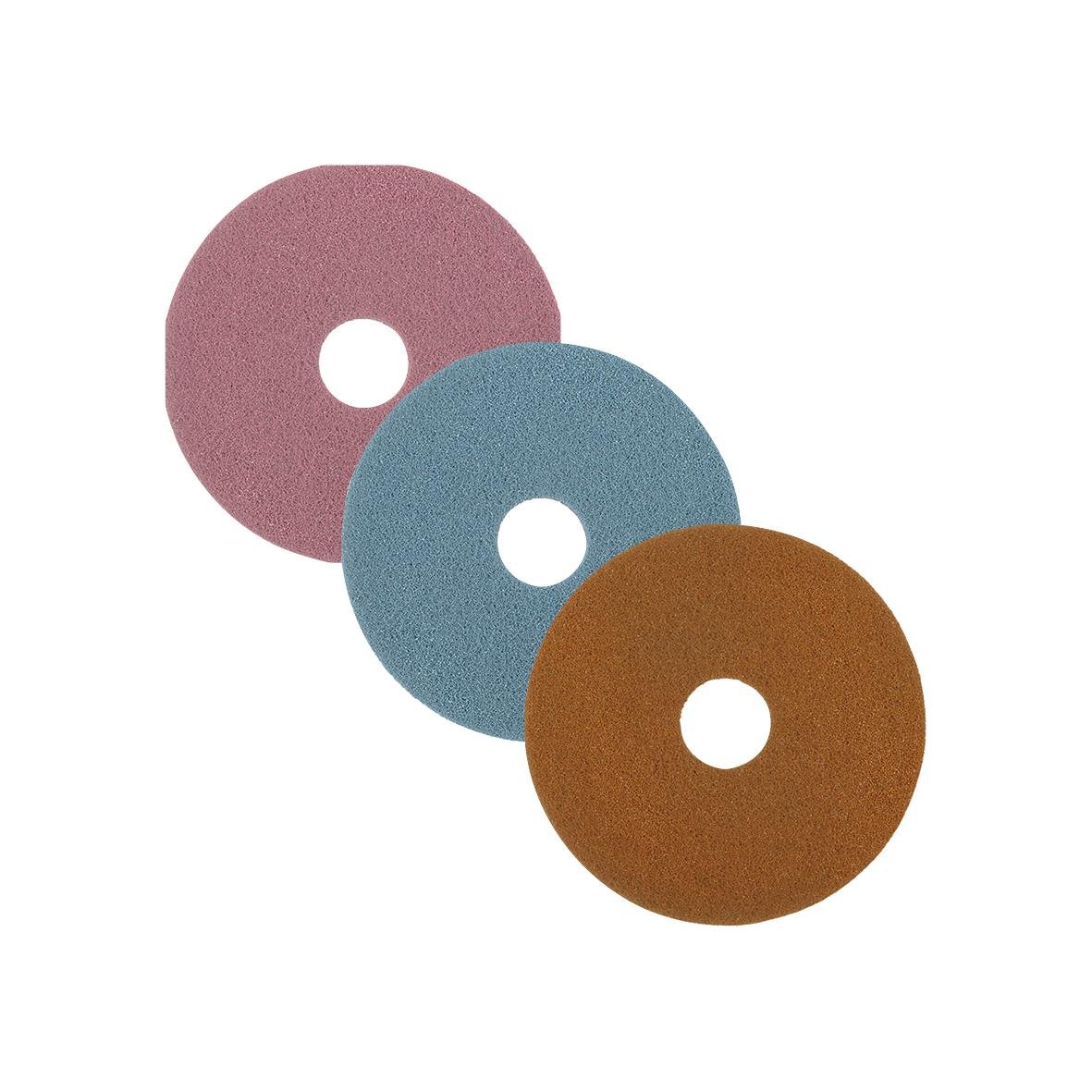 Tre skurrondeller Twister HT 15 tum/380 mm i rosa, blå och brunt färg