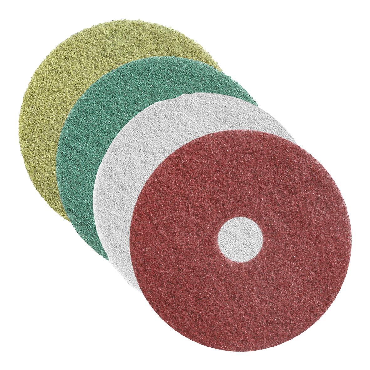 Skurrondell Twister Diamant 18 tum/460 mm, fyra färgade slipdukar i grönt, blått, vitt och rött