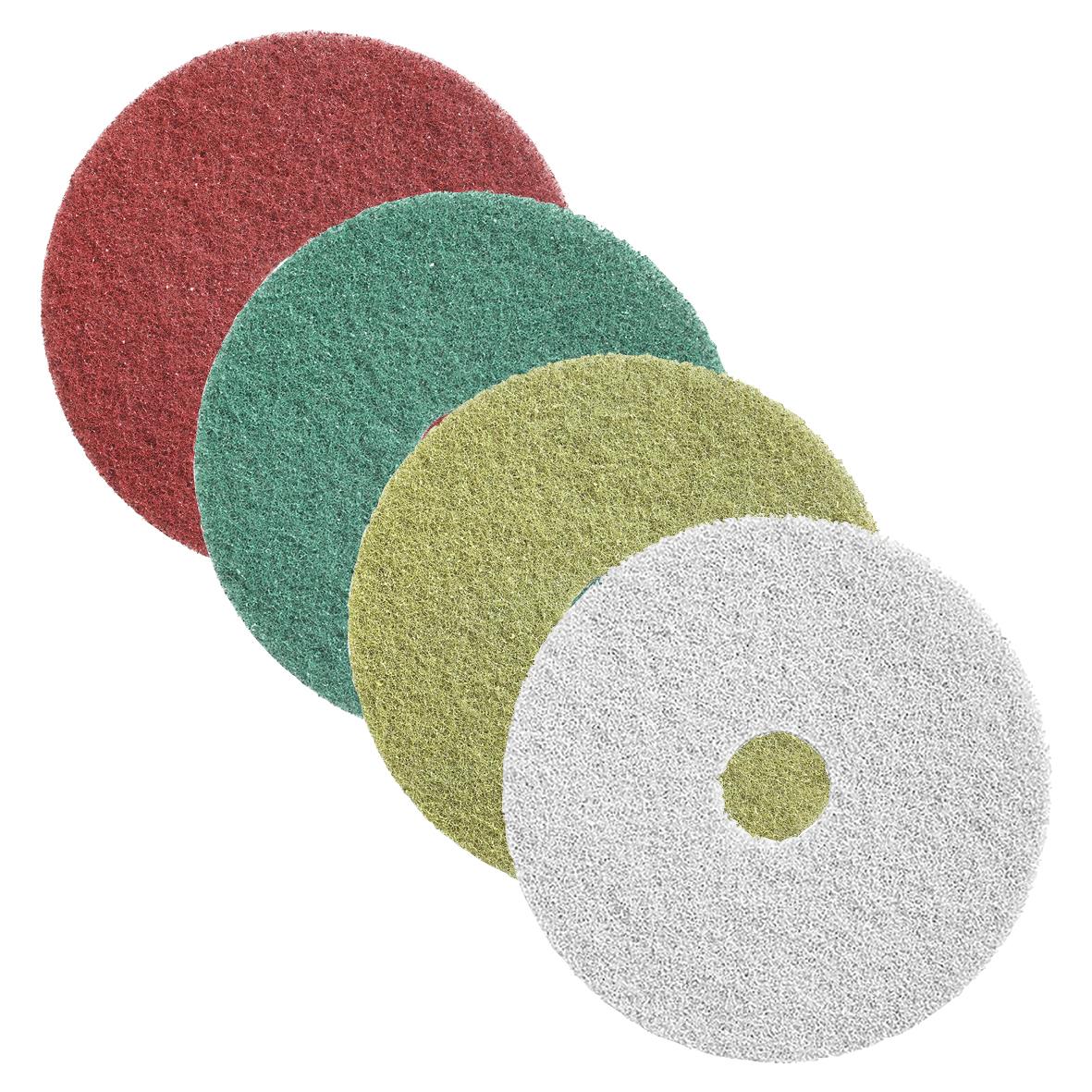 Skurrondell Twister Diamant 10 tum 254 mm, fyra färgade slipdukar i rött, grönt, gult och vitt