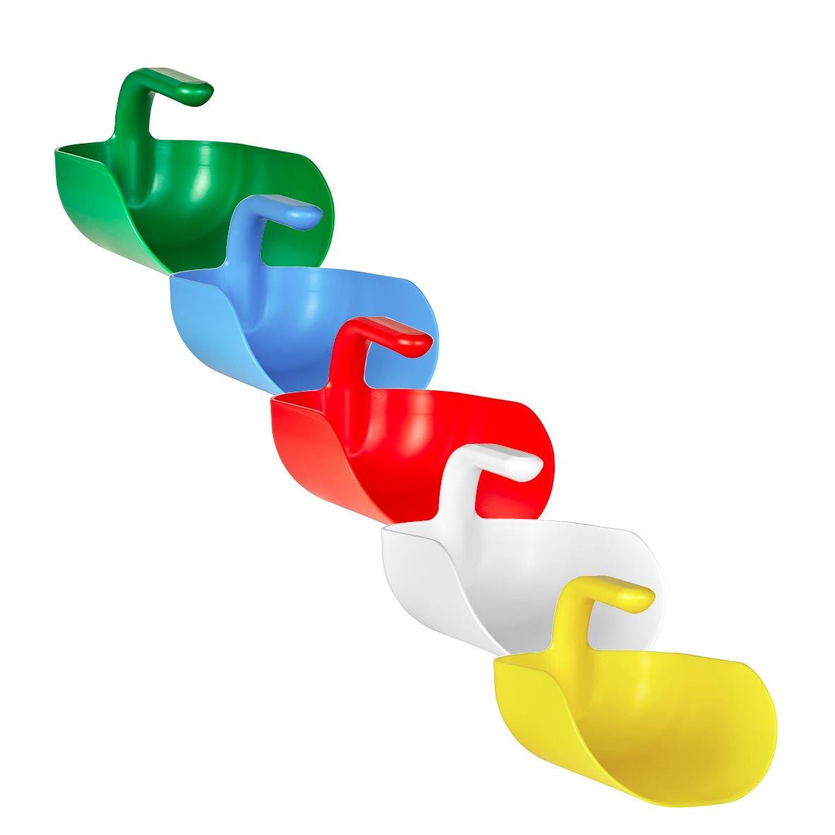 Färgglada skopor Vikan Ergonomisk 2L i grönt, blått, rött, vitt och gult