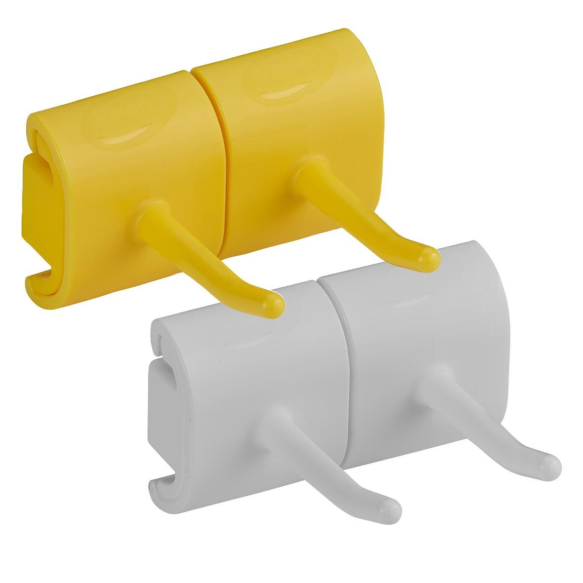 Väggupphängning Vikan Dubbelkrok Vit 82mm två färger, gul och vit