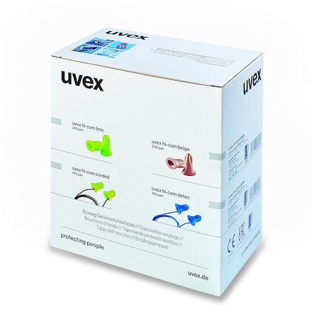 Hörselpropp Uvex Hi-Com i grönt, formad för att passa örat och minska ljud.