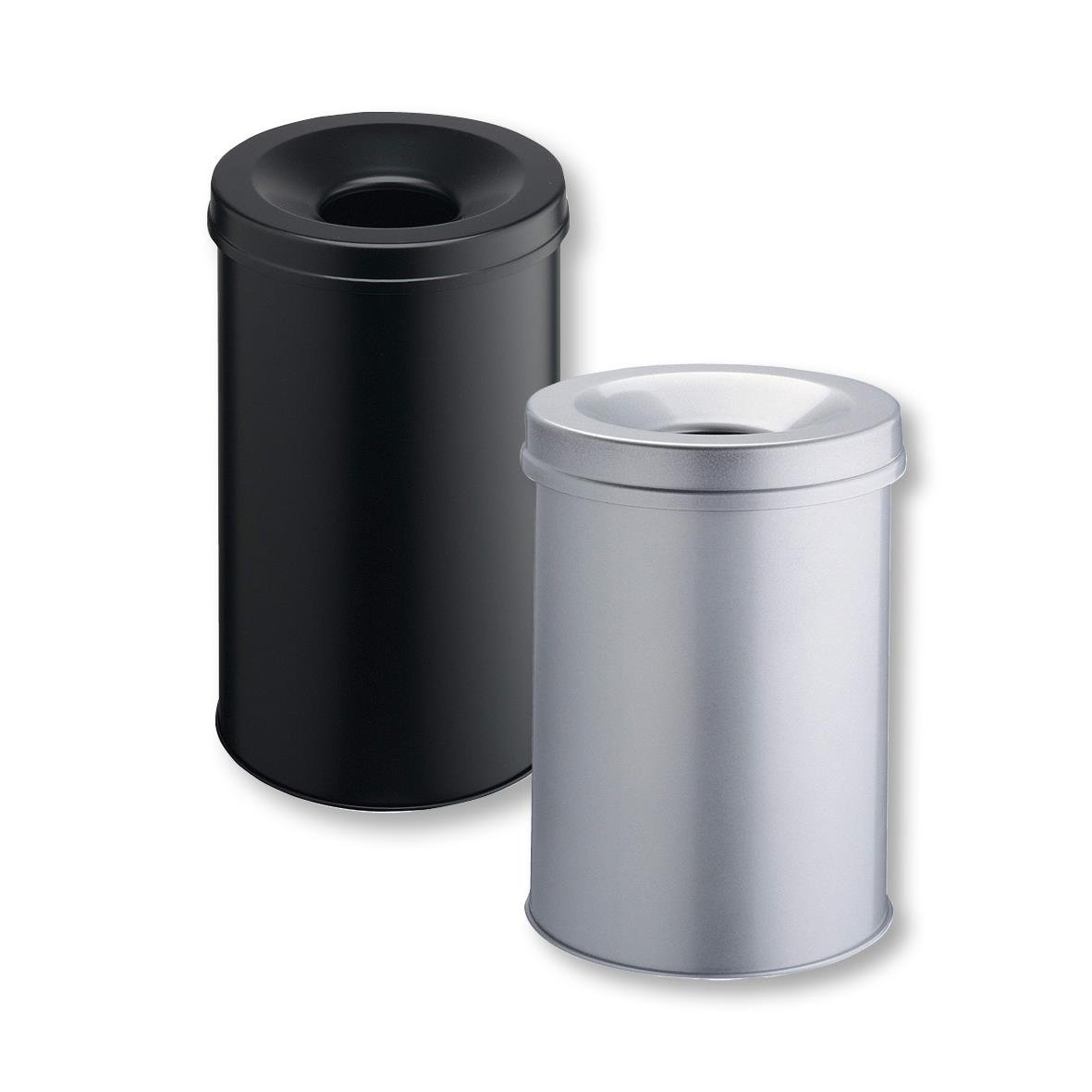 Svart och silver papperskorg Durable Safe 30L med lock