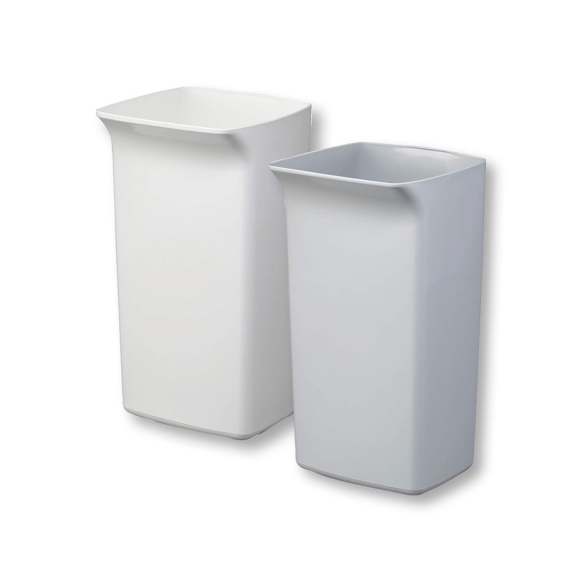 Två vita papperskorgar Durable Durabin Square 40L, avlånga och rektangulära