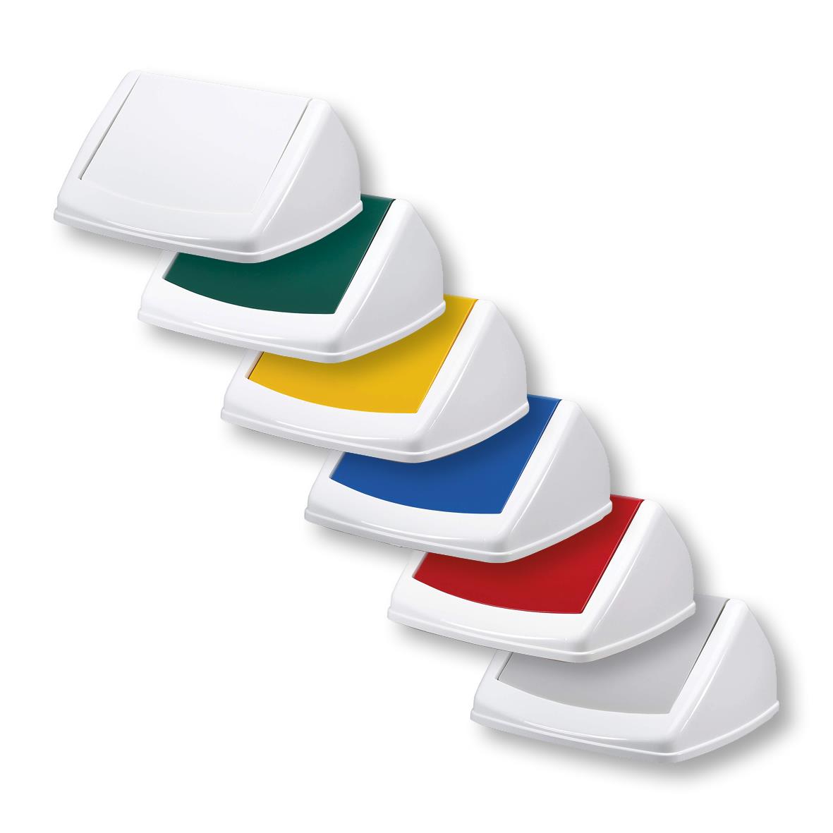 Färgglada Vipplock Durabin till Square 40 i vitt, grönt, gult, blått och rött