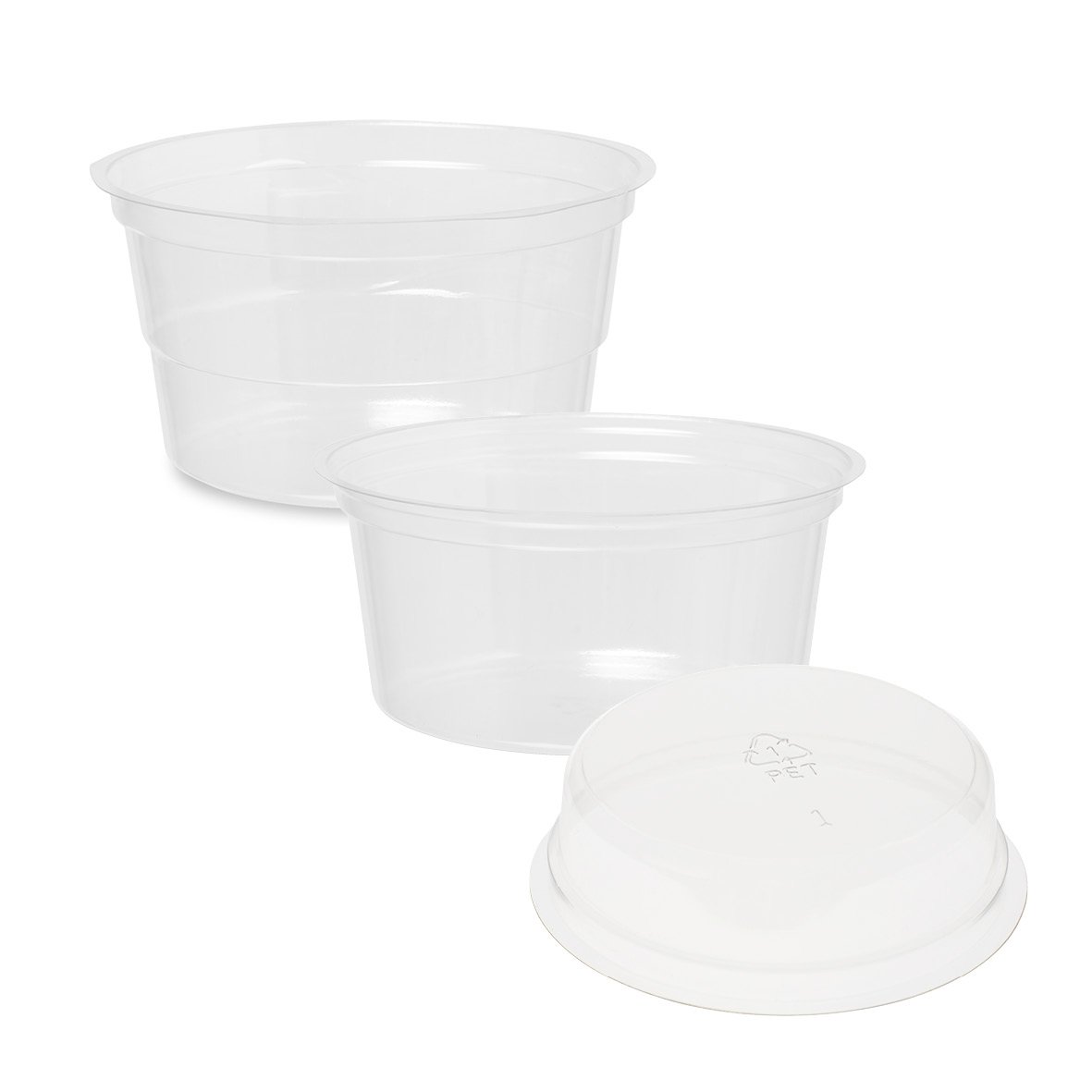 Tre plastglas med insats till Duni Crystal 12, 18, 24 cl