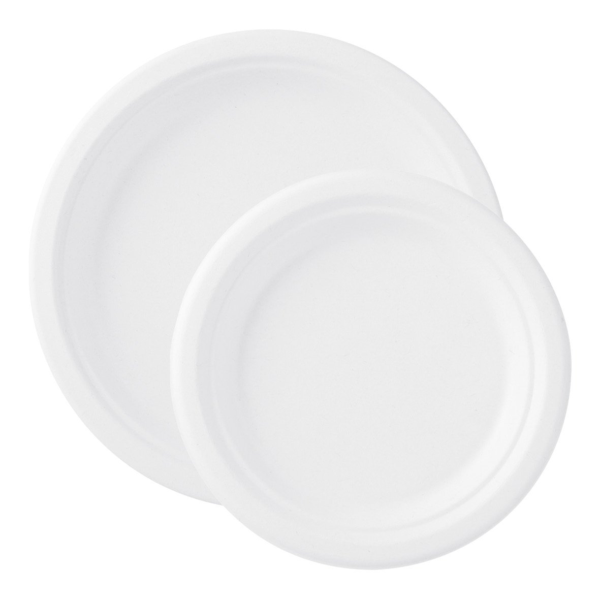 Två vita komposterbara papperstallrikar Duni Flat 17/26cm